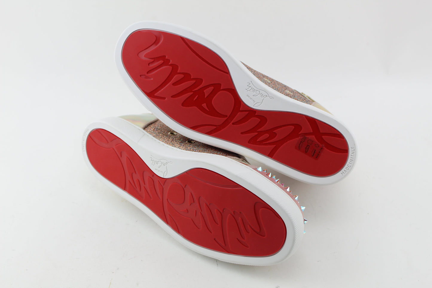 CHRISTIAN LOUBOUTIN LOU SPIKES KRYSTAL DONNA FLAT WOMEN VERSION NUDE SIZE 39