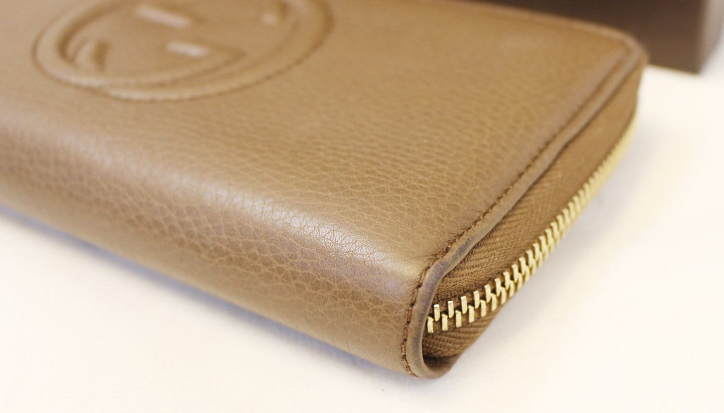GUCCI Interlocking G Medium Brown Leather Long Wallet
