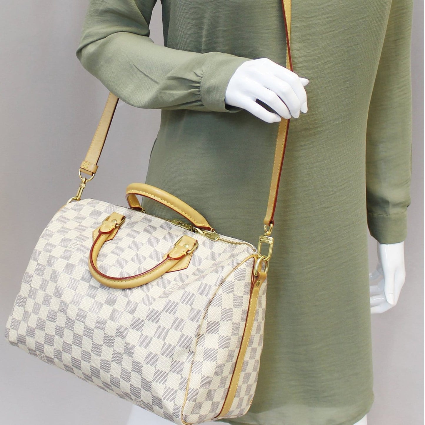 LOUIS VUITTON Speedy 30 Damier Azur  Bandouliere Satchel Bag