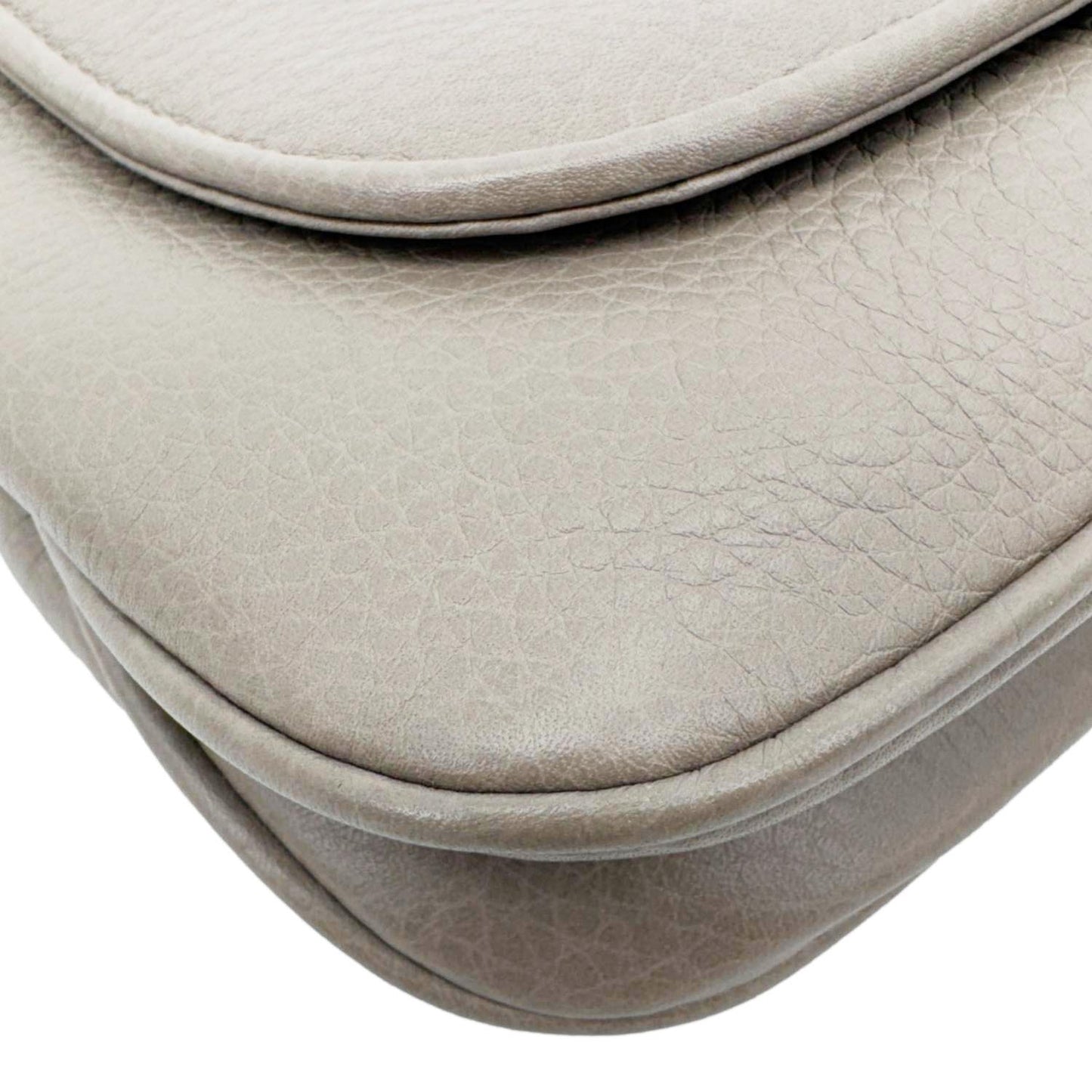 GUCCI Small 1973 Pebbled Leather Chain Crossbody Bag Taupe 251821