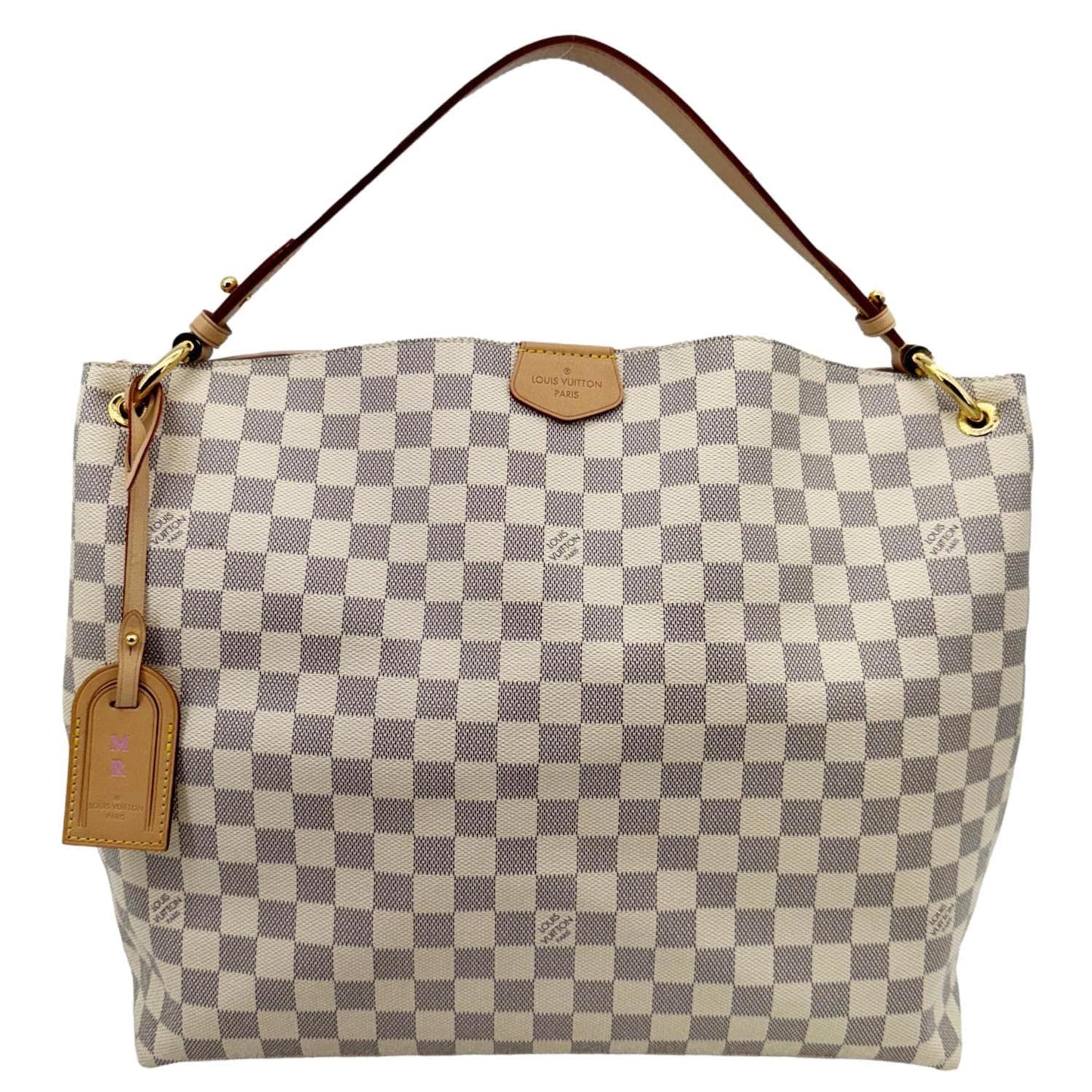 LOUIS VUITTON Graceful MM Damier Azur Hobo Shoulder Bag Rose Ballerine