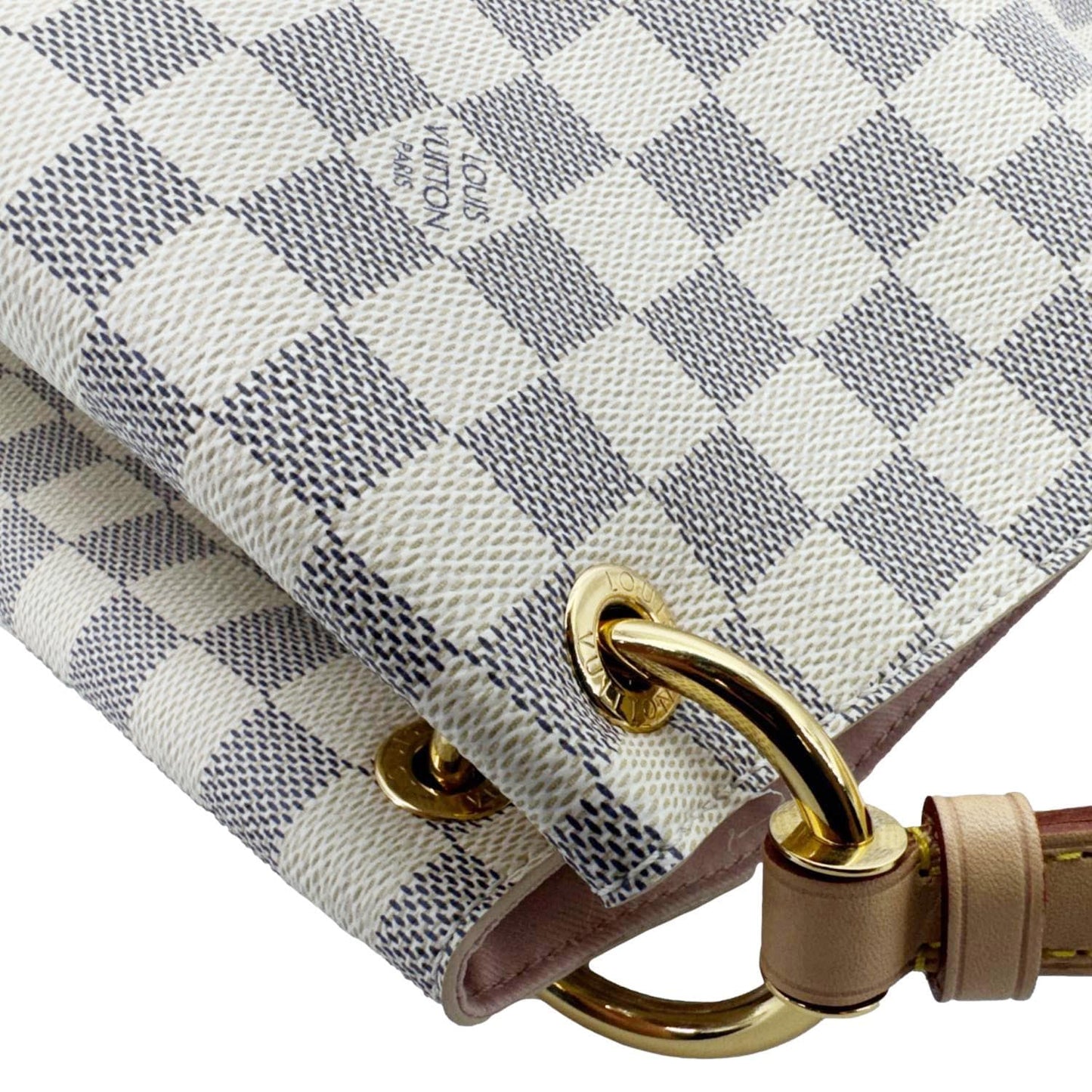 LOUIS VUITTON Graceful MM Damier Azur Hobo Shoulder Bag Rose Ballerine