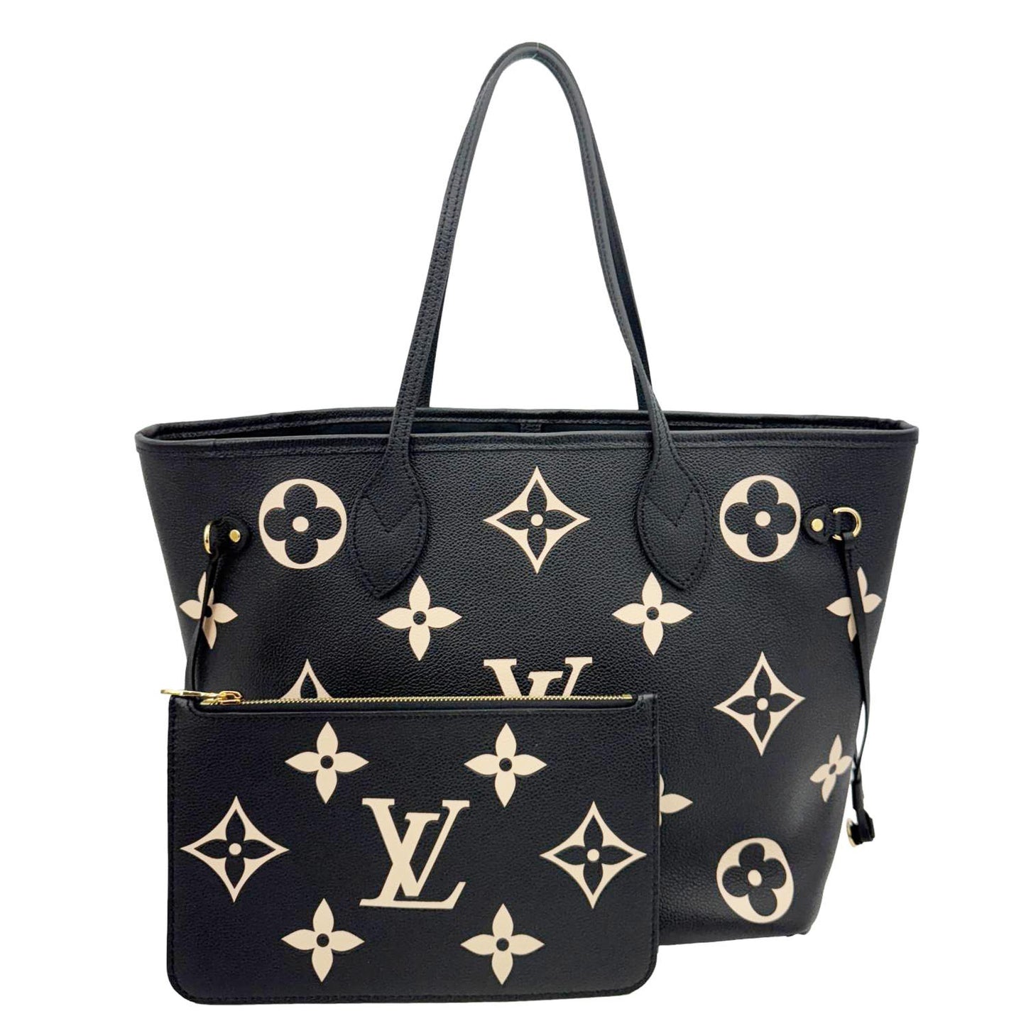 LOUIS VUITTON Neverfull MM Monogram Empreinte Leather Shoulder Bag Bicolor