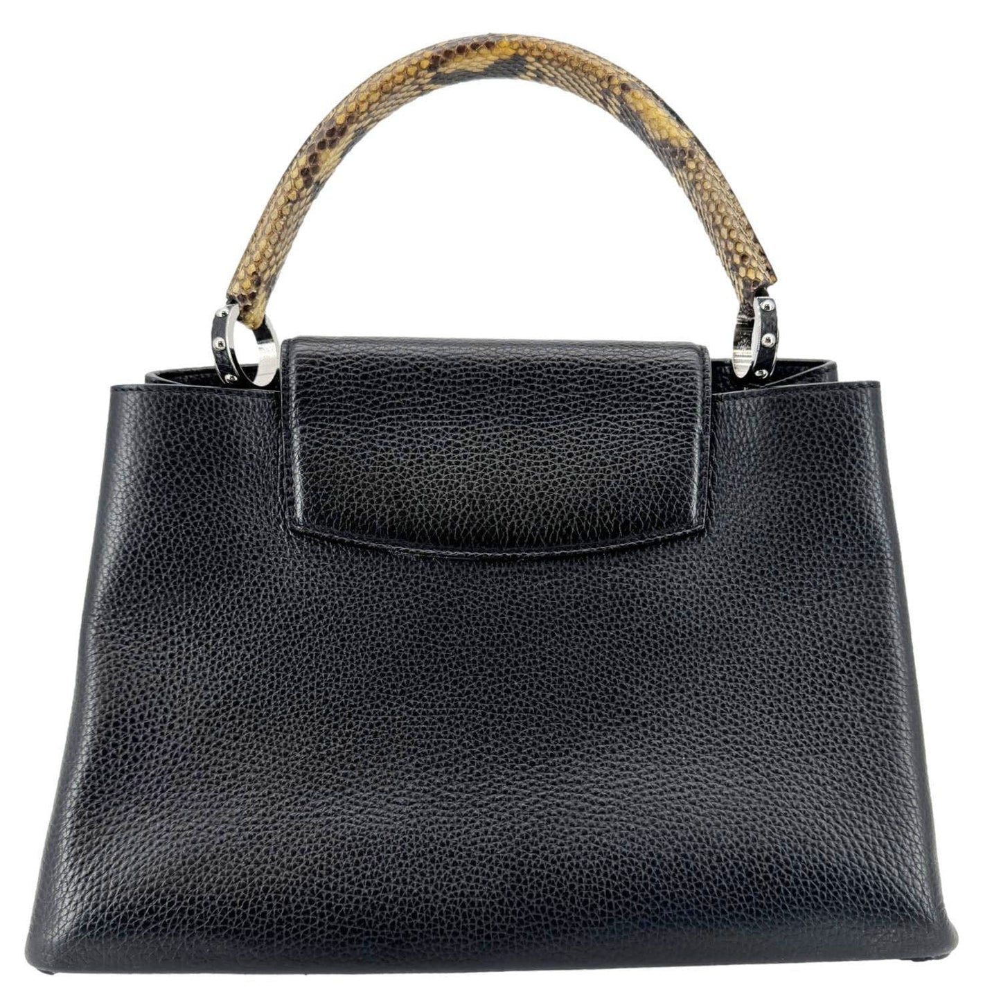 LOUIS VUITTON Capucines BB Python Handle Leather Satchel Bag Black
