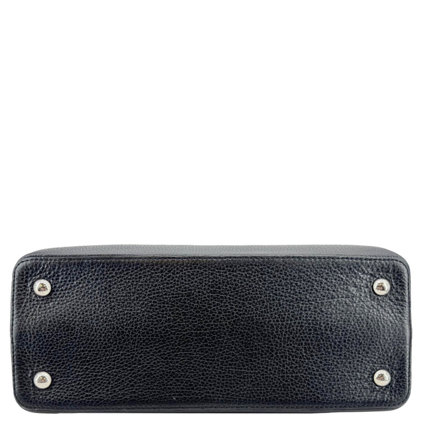 LOUIS VUITTON Capucines BB Python Handle Leather Satchel Bag Black