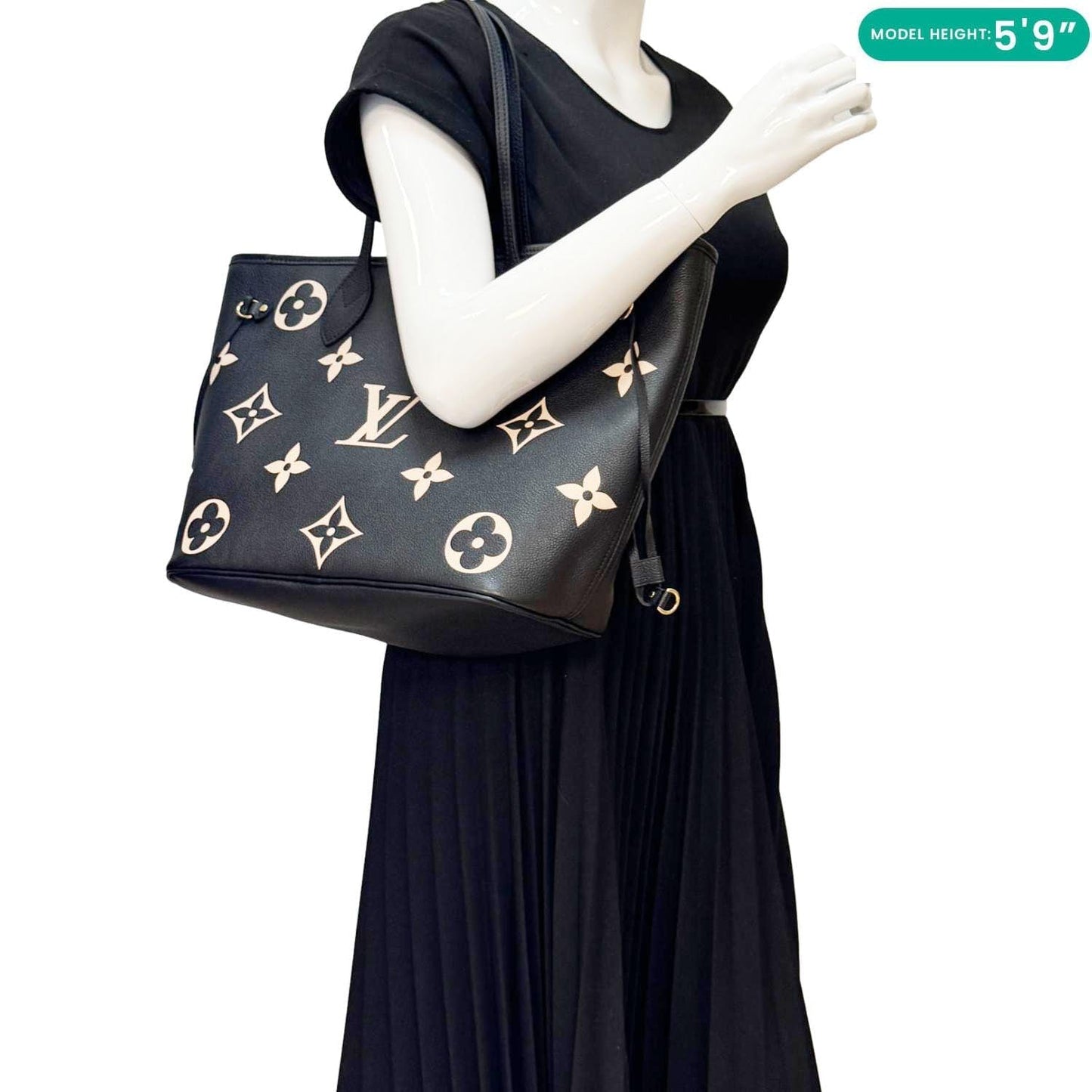 LOUIS VUITTON Neverfull MM Monogram Empreinte Leather Shoulder Bag Bicolor