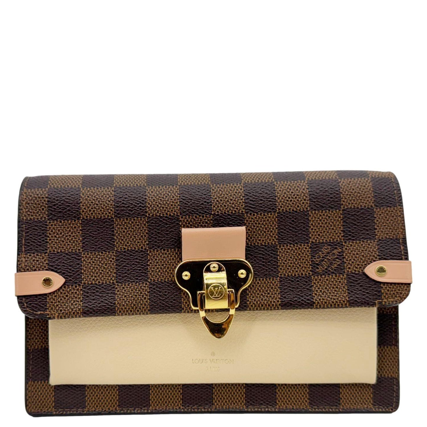 LOUIS VUITTON Vavin Chain Wallet Damier Ebene Crossbody Bag Cream Beige