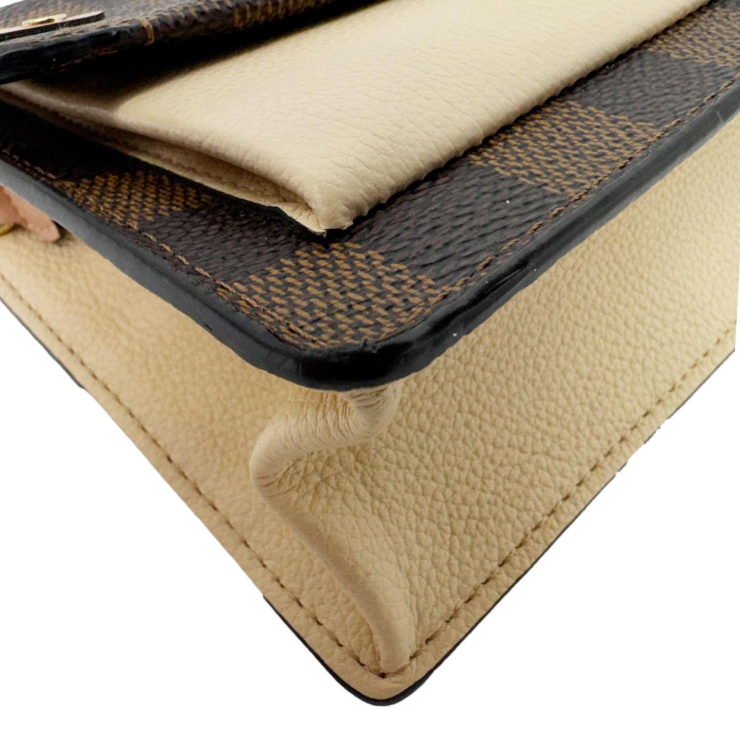 LOUIS VUITTON Vavin Chain Wallet Damier Ebene Crossbody Bag Cream Beige