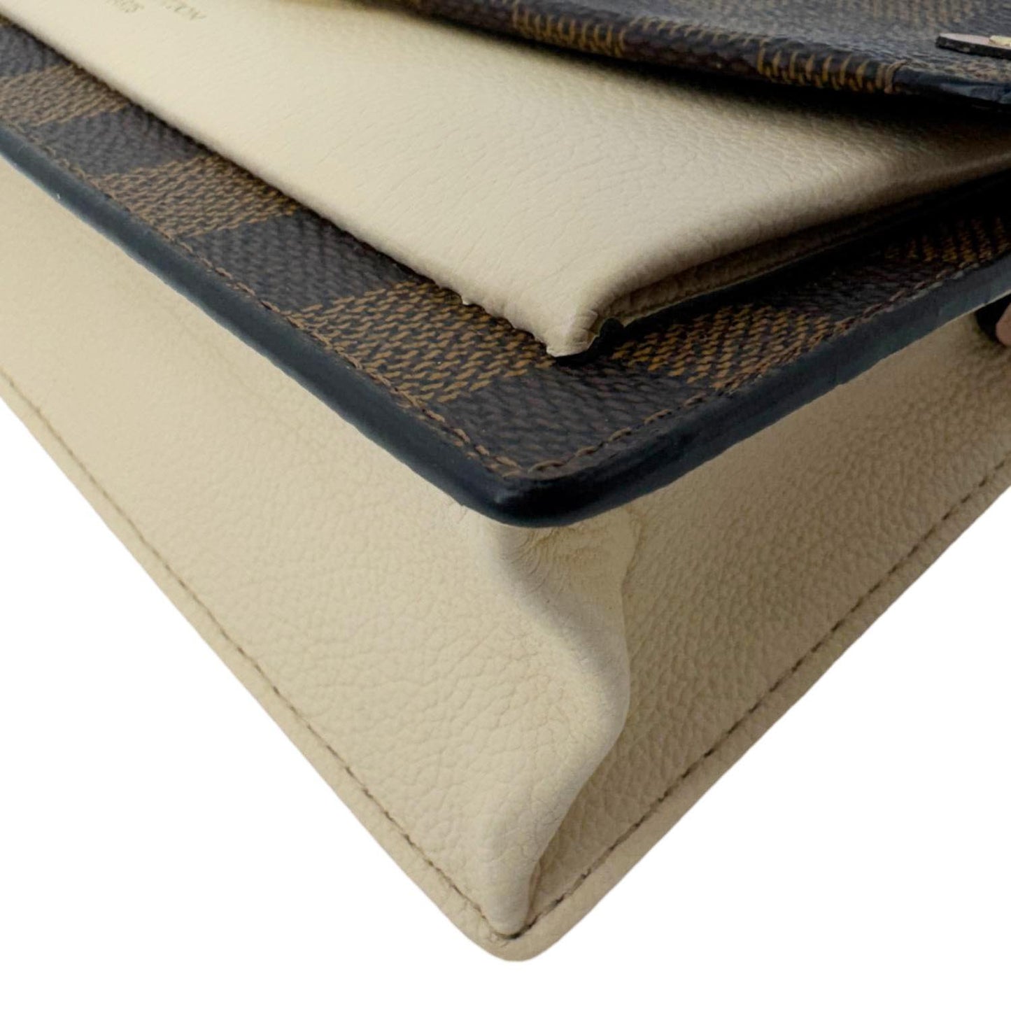 LOUIS VUITTON Vavin Chain Wallet Damier Ebene Crossbody Bag Cream Beige