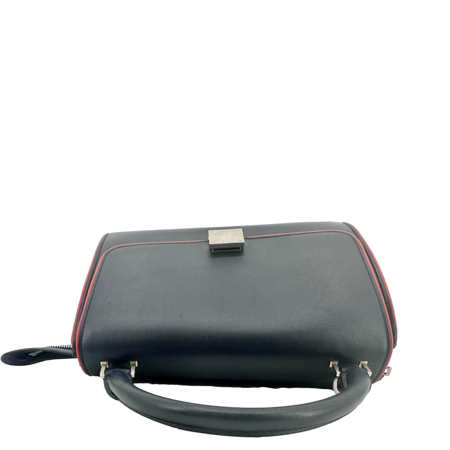 CELINE Trapeze Small 2way Leather Tote Shoulder Bag Blue