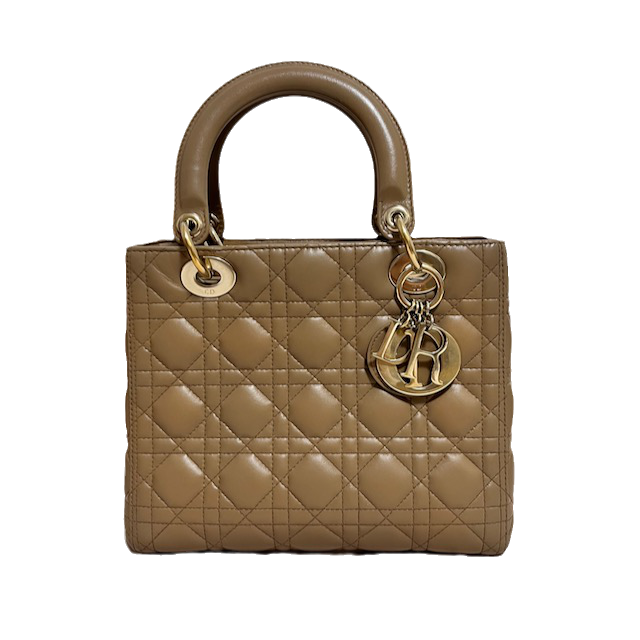 Lady Dior Medium Beige Cannage Lambskin Leather