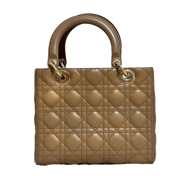 Lady Dior Medium Beige Cannage Lambskin Leather