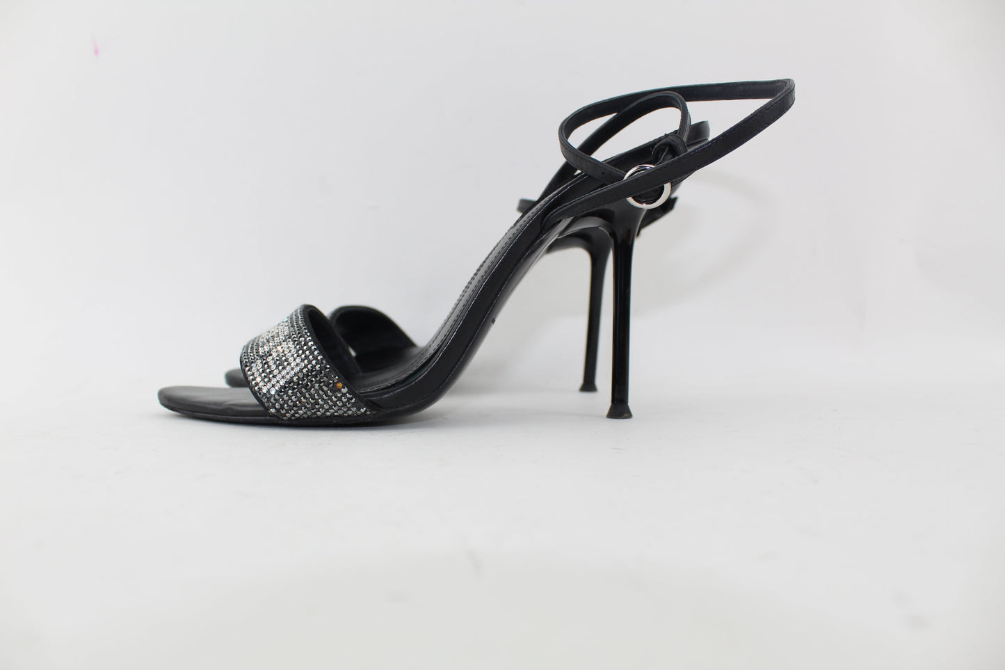 ALEXANDER WANG JANE CRYSTAL LOGO ANKLE STRAP SANDAL