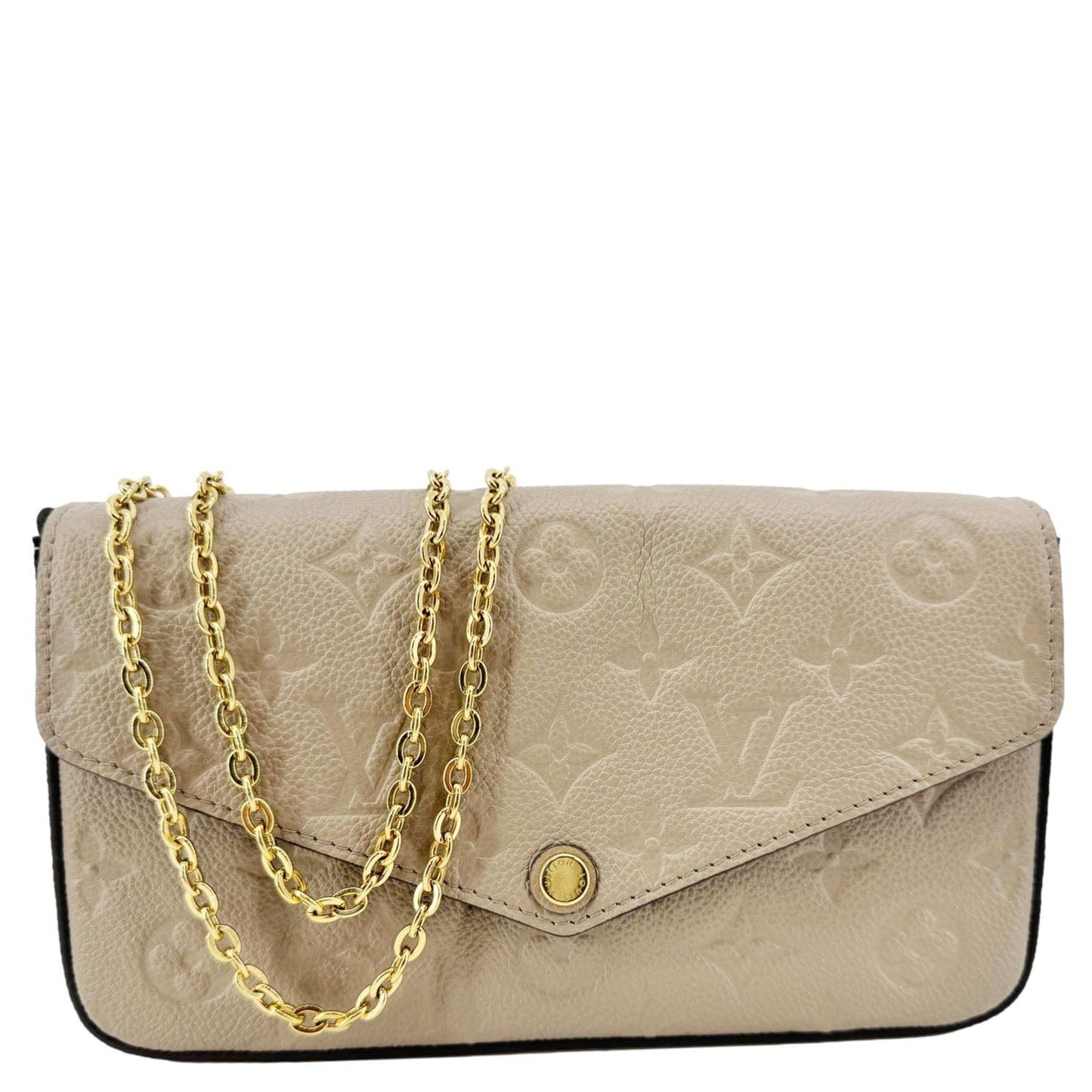 LOUIS VUITTON Felicie Pochette Empreinte Leather Crossbody Bag Beige