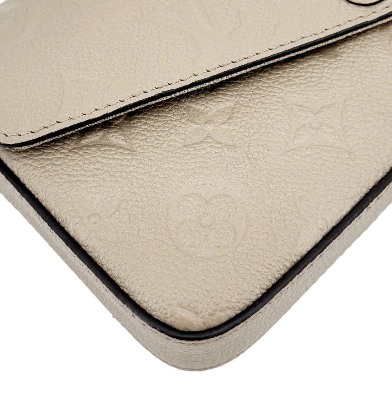 LOUIS VUITTON Felicie Pochette Empreinte Leather Crossbody Bag Beige