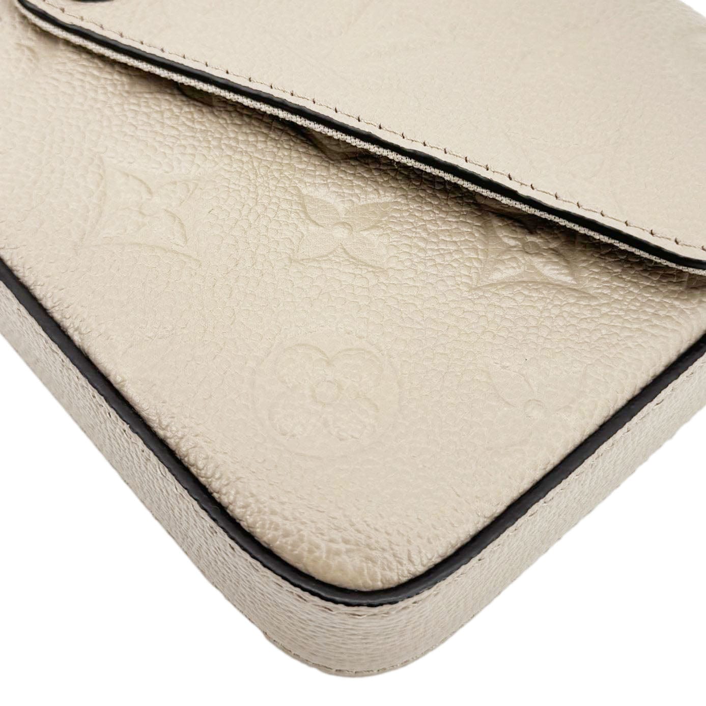 LOUIS VUITTON Felicie Pochette Empreinte Leather Crossbody Bag Beige