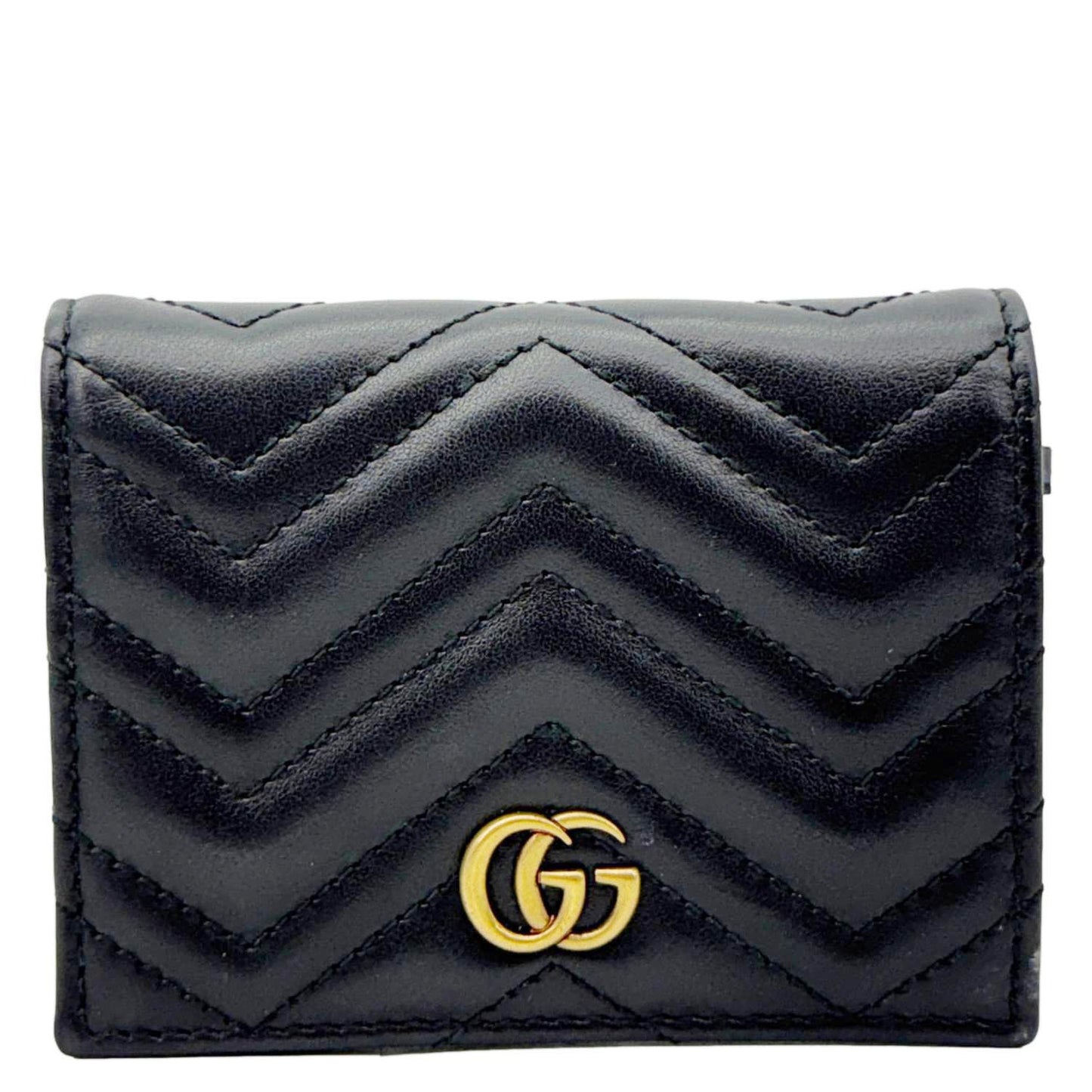 GUCCI Marmont GG Matelasse Leather Card Case Wallet Black 466492