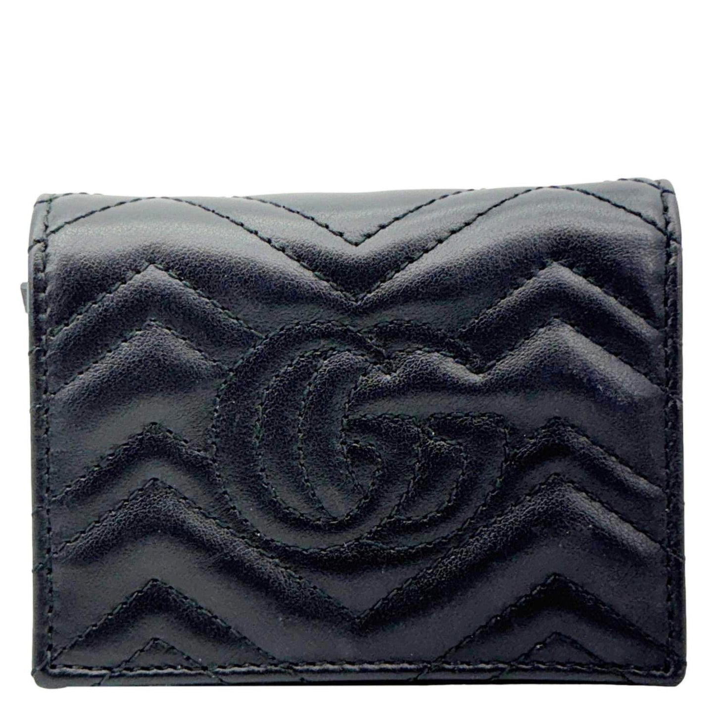 GUCCI Marmont GG Matelasse Leather Card Case Wallet Black 466492