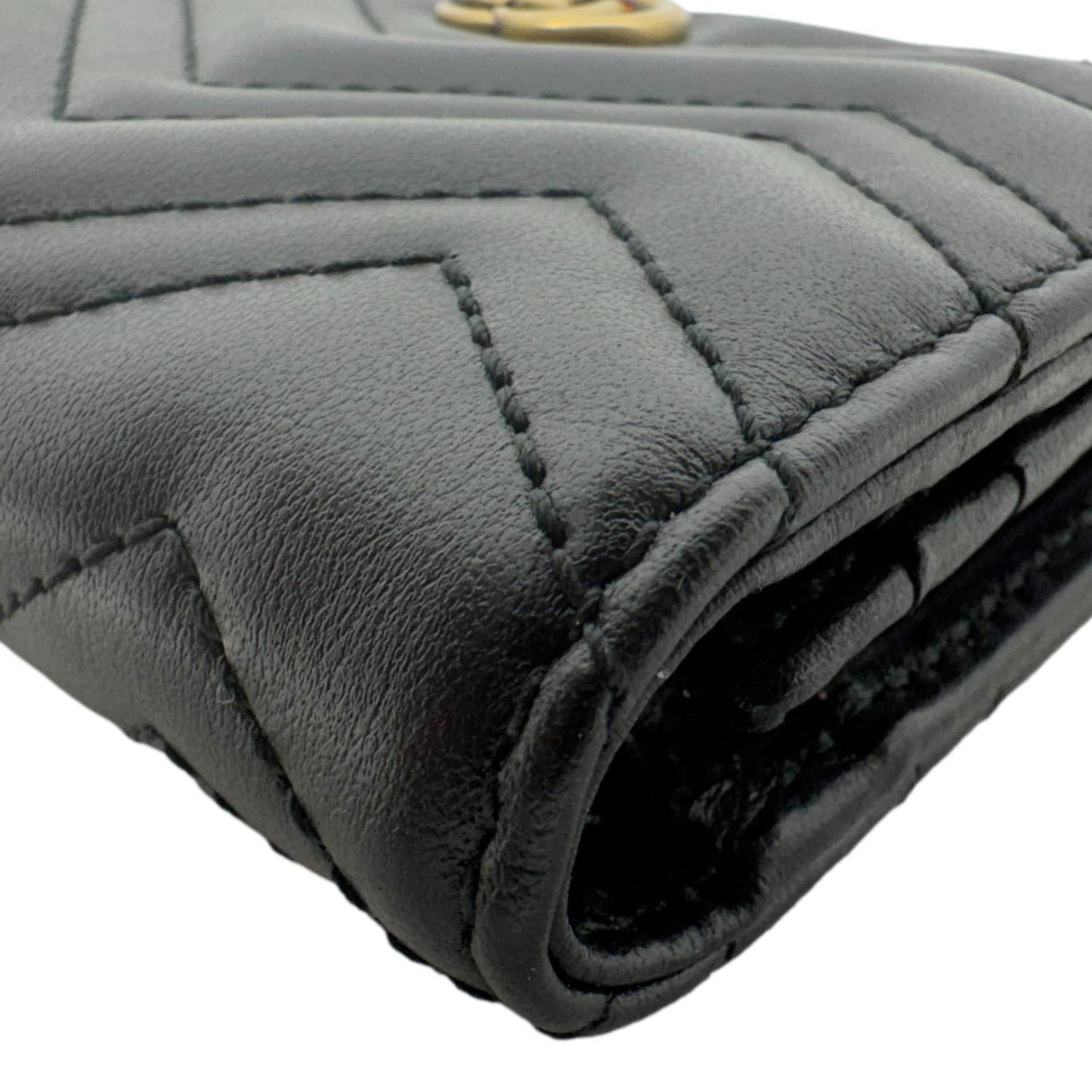 GUCCI Marmont GG Matelasse Leather Card Case Wallet Black 466492