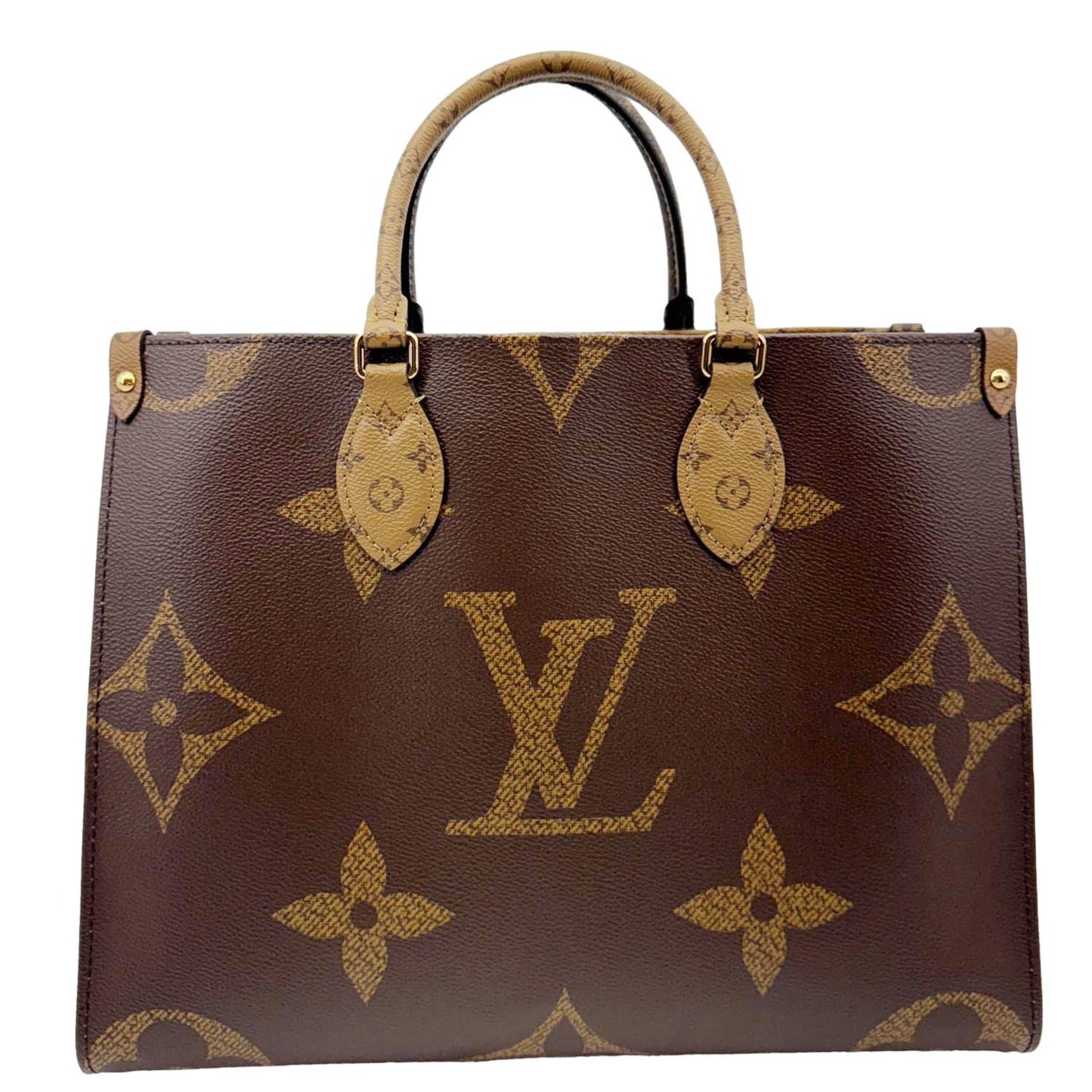 LOUIS VUITTON Onthego MM Giant Monogram Canvas Tote Shoulder Bag Brown