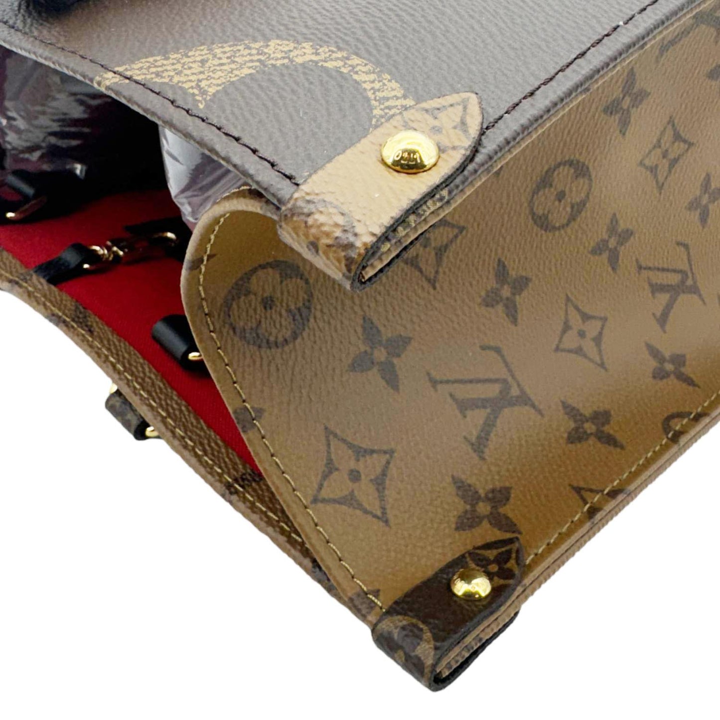 LOUIS VUITTON Onthego MM Giant Monogram Canvas Tote Shoulder Bag Brown