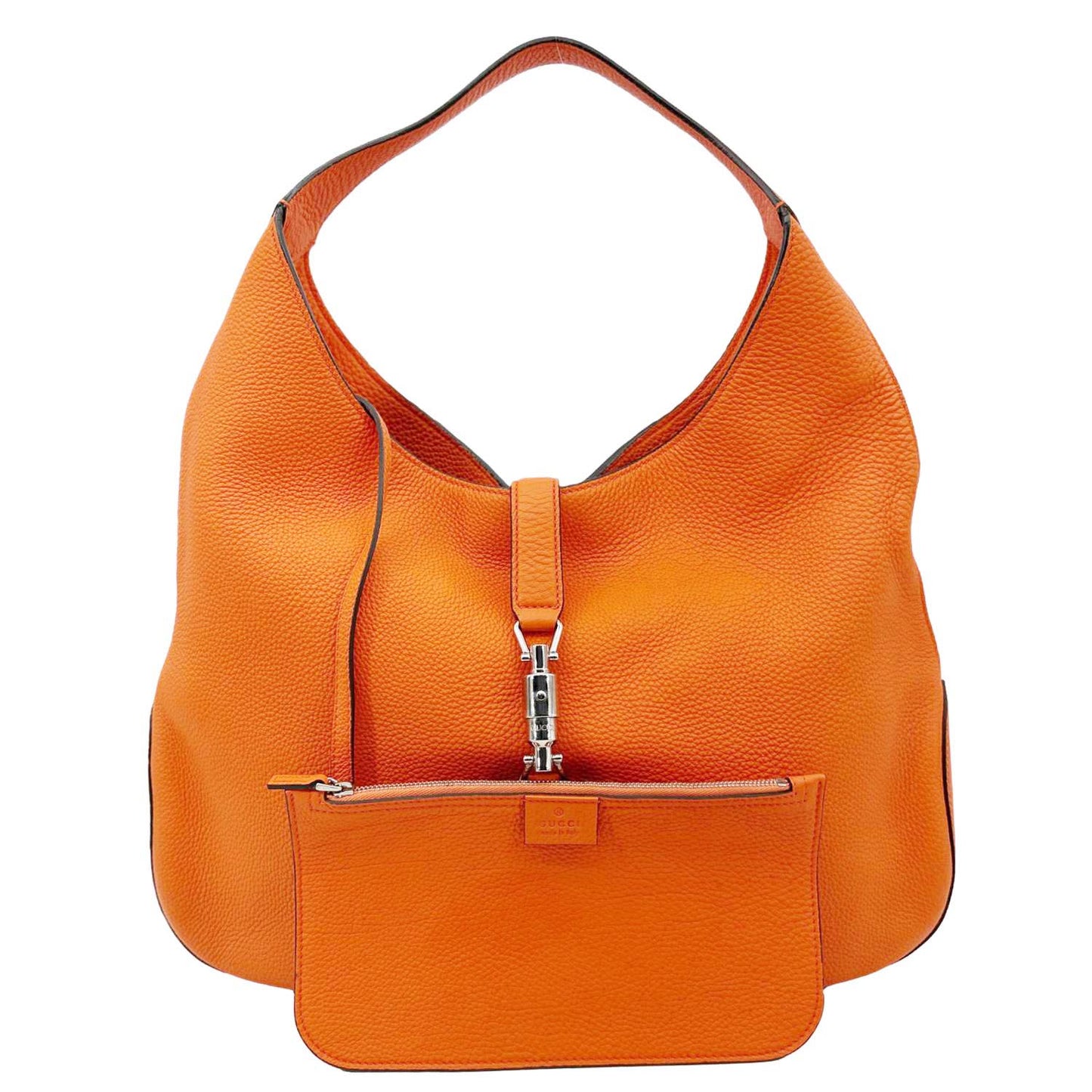 GUCCI Jackie Soft Pebbled Leather Hobo Bag Orange 362968