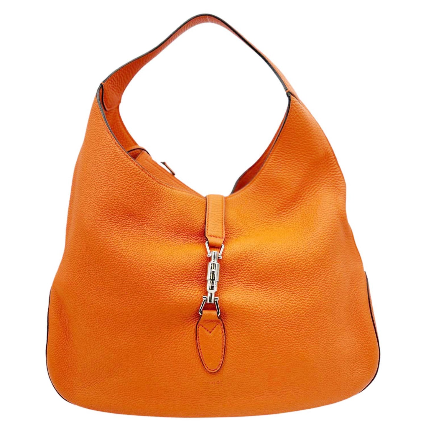 GUCCI Jackie Soft Pebbled Leather Hobo Bag Orange 362968