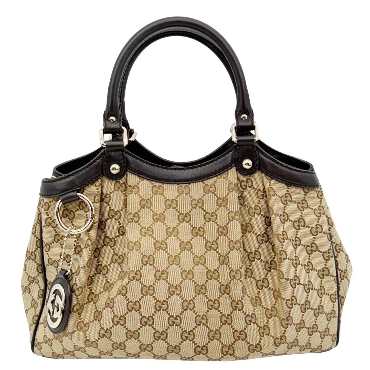 GUCCI Sukey Medium GG Canvas Tote Bag Beige 211944