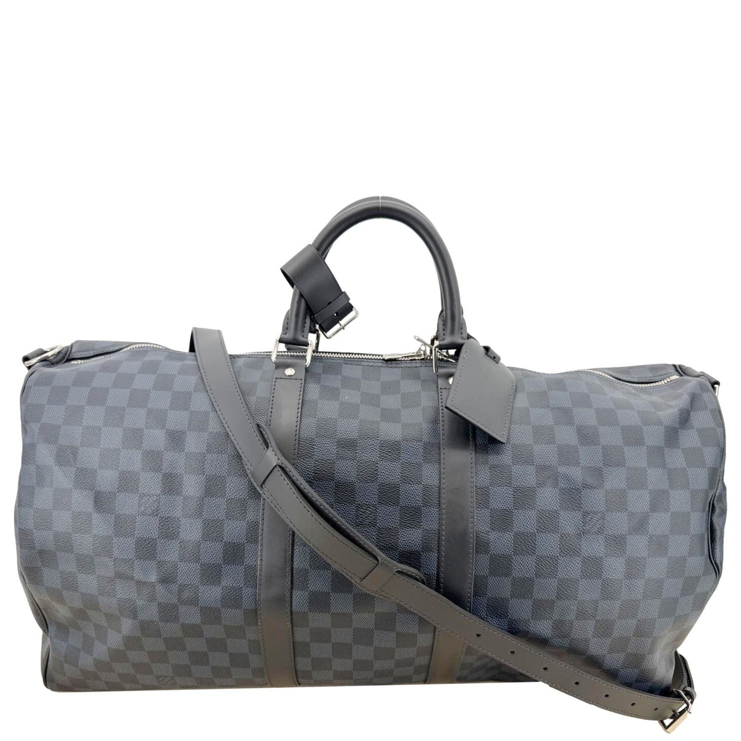LOUIS VUITTON Keepall 55 Bandouliere Damier Cobalt Travel Bag Navy Blue