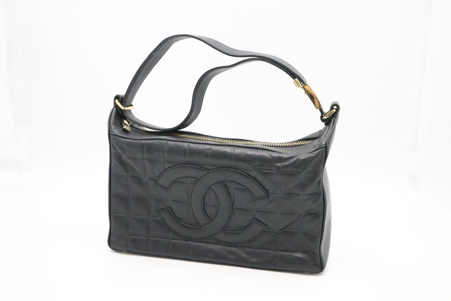Chanel Chocobar Shoulder Bag in Black Leather