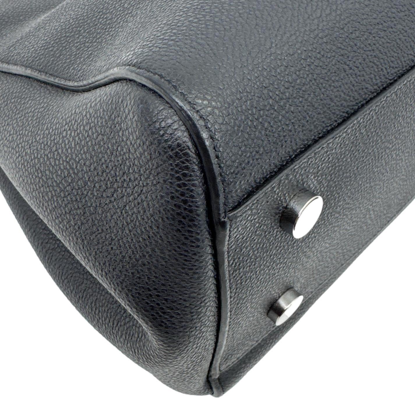 YVES SAINT LAURENT Cabas Rive Gauche Small Pebbled Leather Satchel Bag Black
