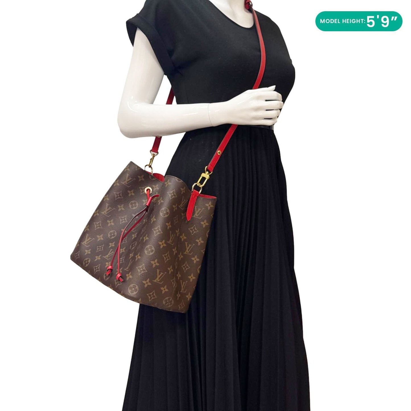 LOUIS VUITTON Neonoe MM Monogram Canvas Shoulder Bag Red
