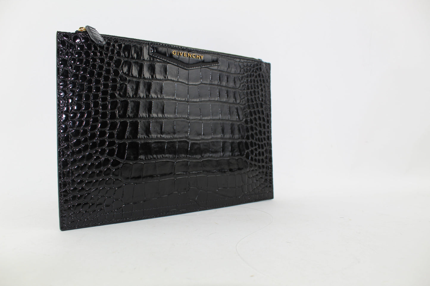GIVENCHY ANTIGONA  CROC-EMBOSSED LEATHER POUCH