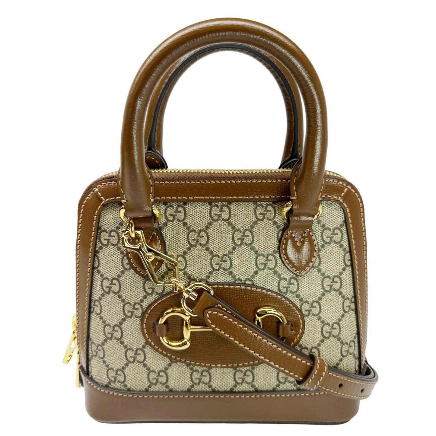 GUCCI Horsebit 1955 Mini GG Supreme Canvas Crossbody Bag Beige 640716