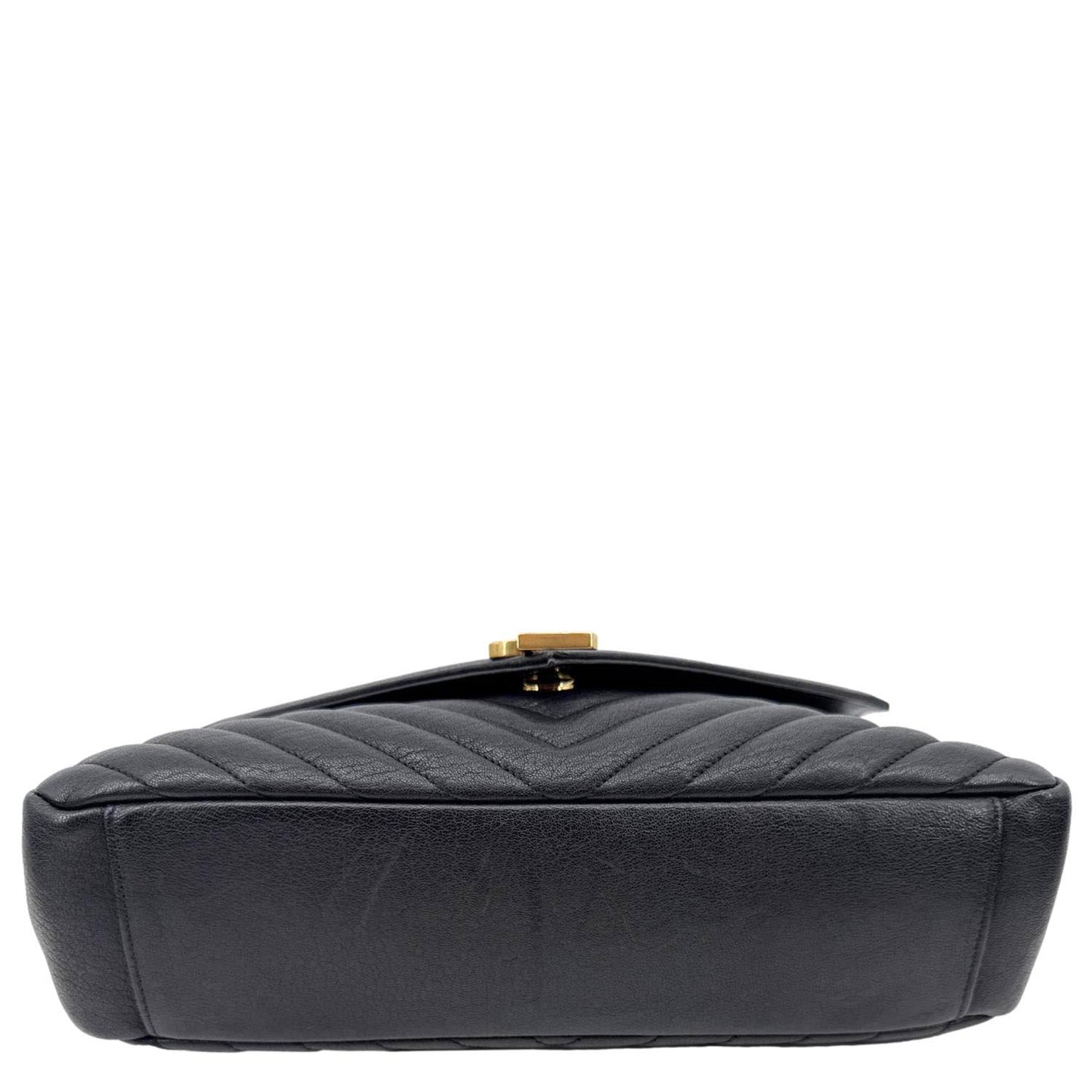 YVES SAINT LAURENT College Large Monogram Chevron Leather Crossbody Bag Black