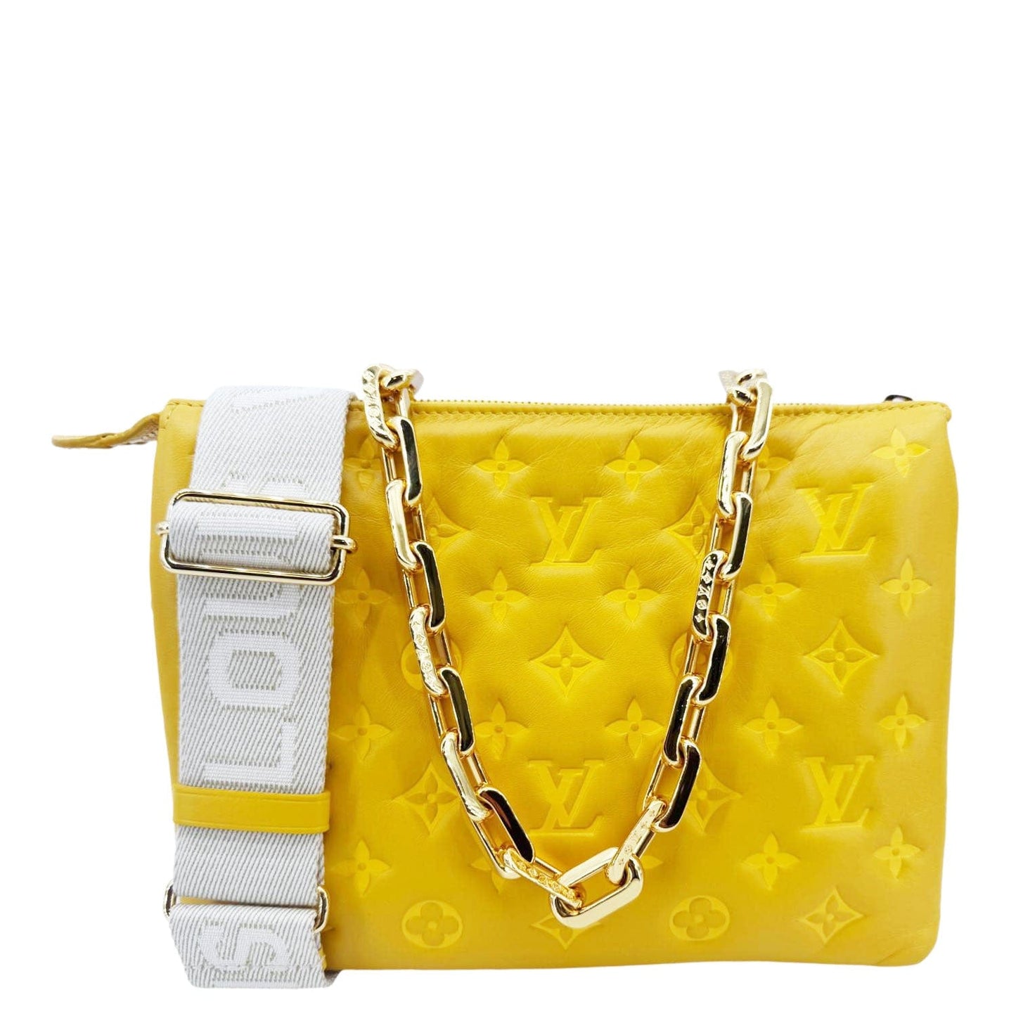 LOUIS VUITTON Coussin Monogram Embossed Leather Crossbody Bag Yellow