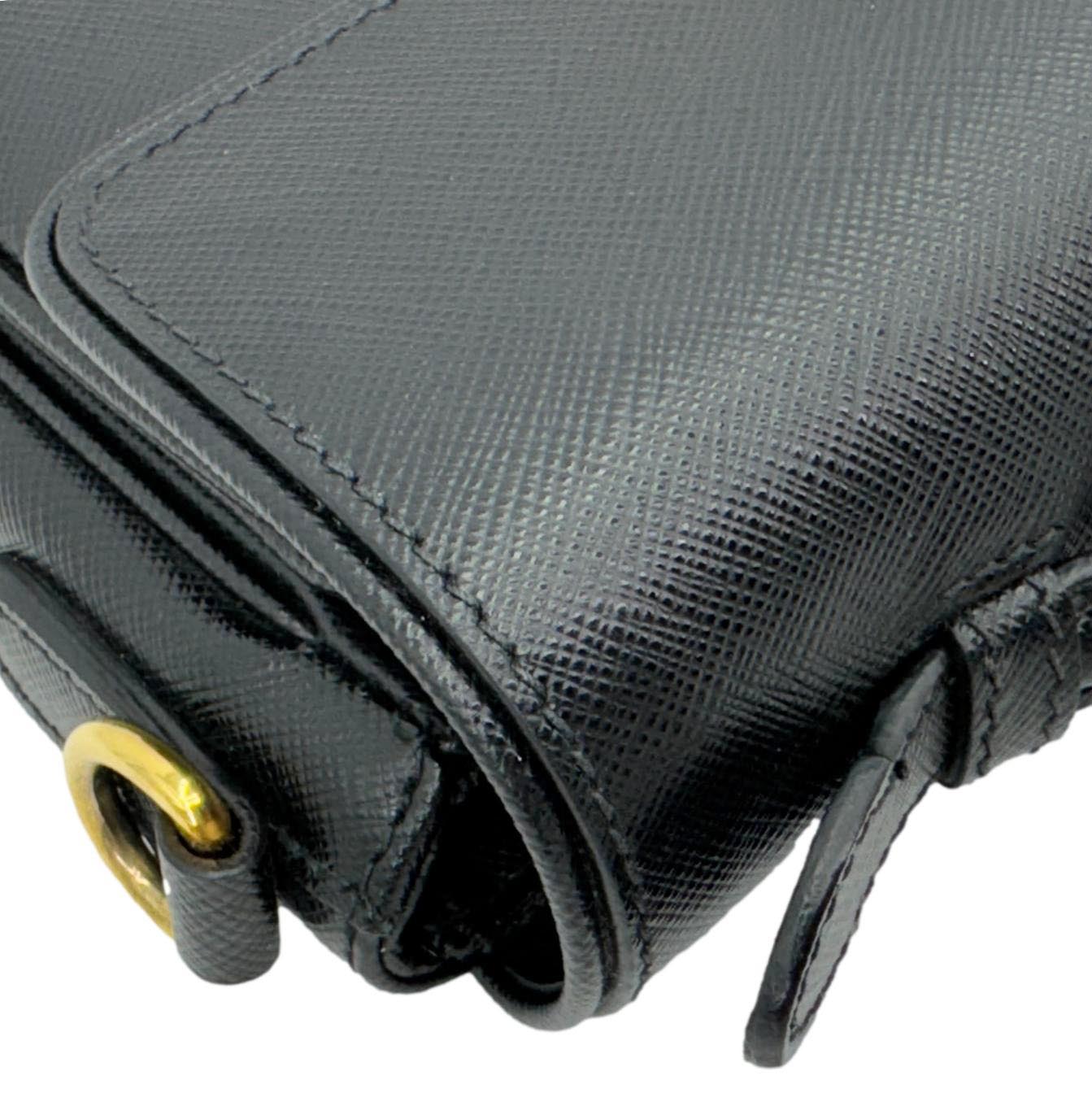 PRADA Sound Mini Saffiano Leather Crossbody Bag Black