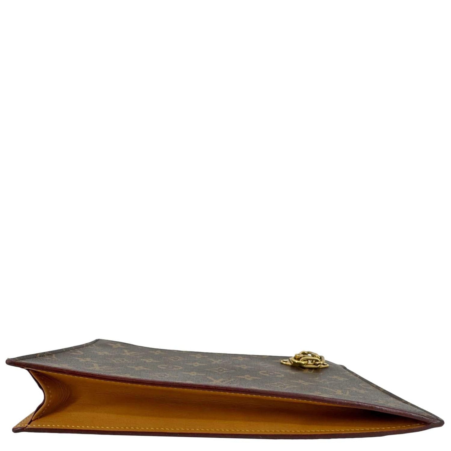 LOUIS VUITTON Legacy Monogram Canvas Chain Clutch Brown