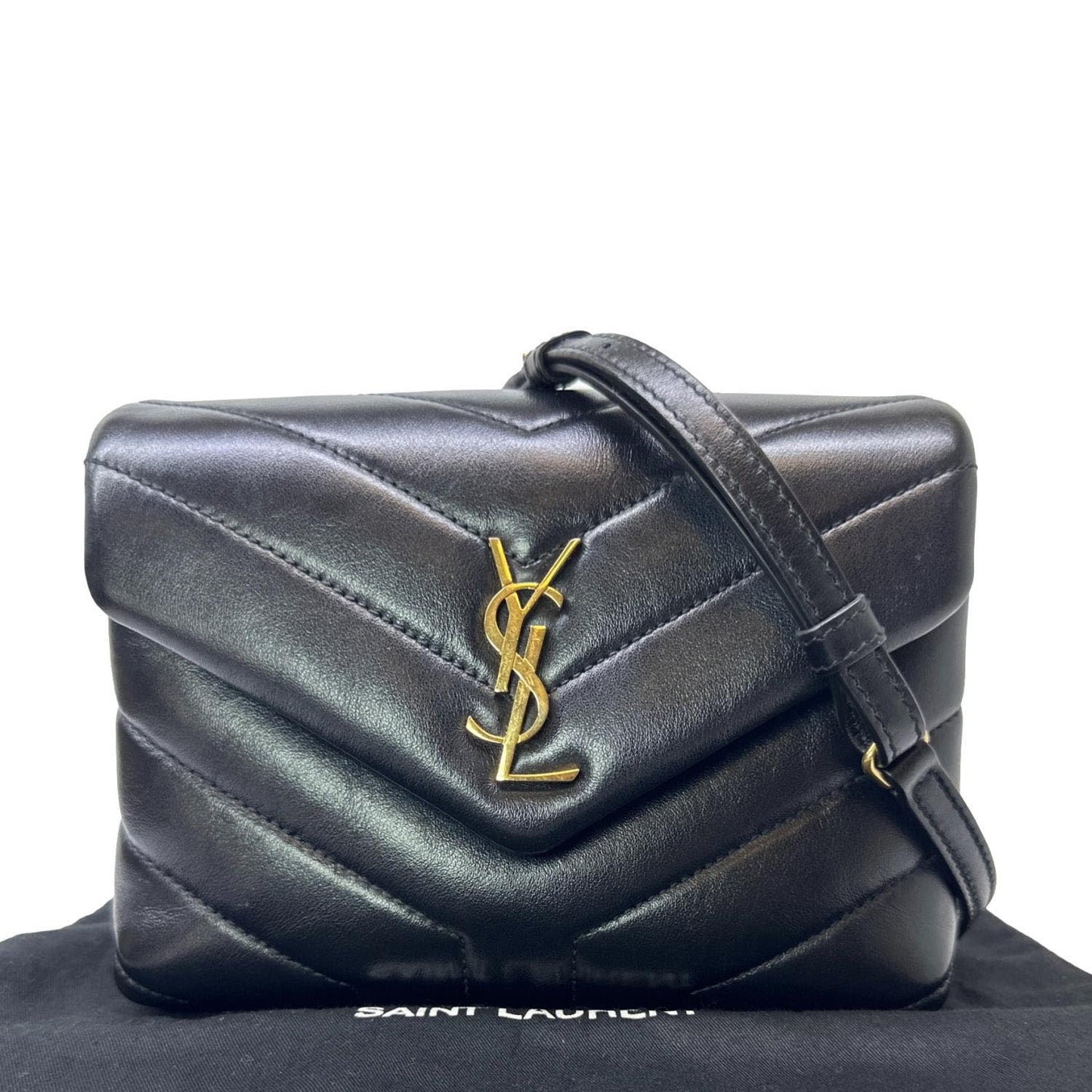 YVES SAINT LAURENT Loulou Toy Calfskin Leather Crossbody Bag Black