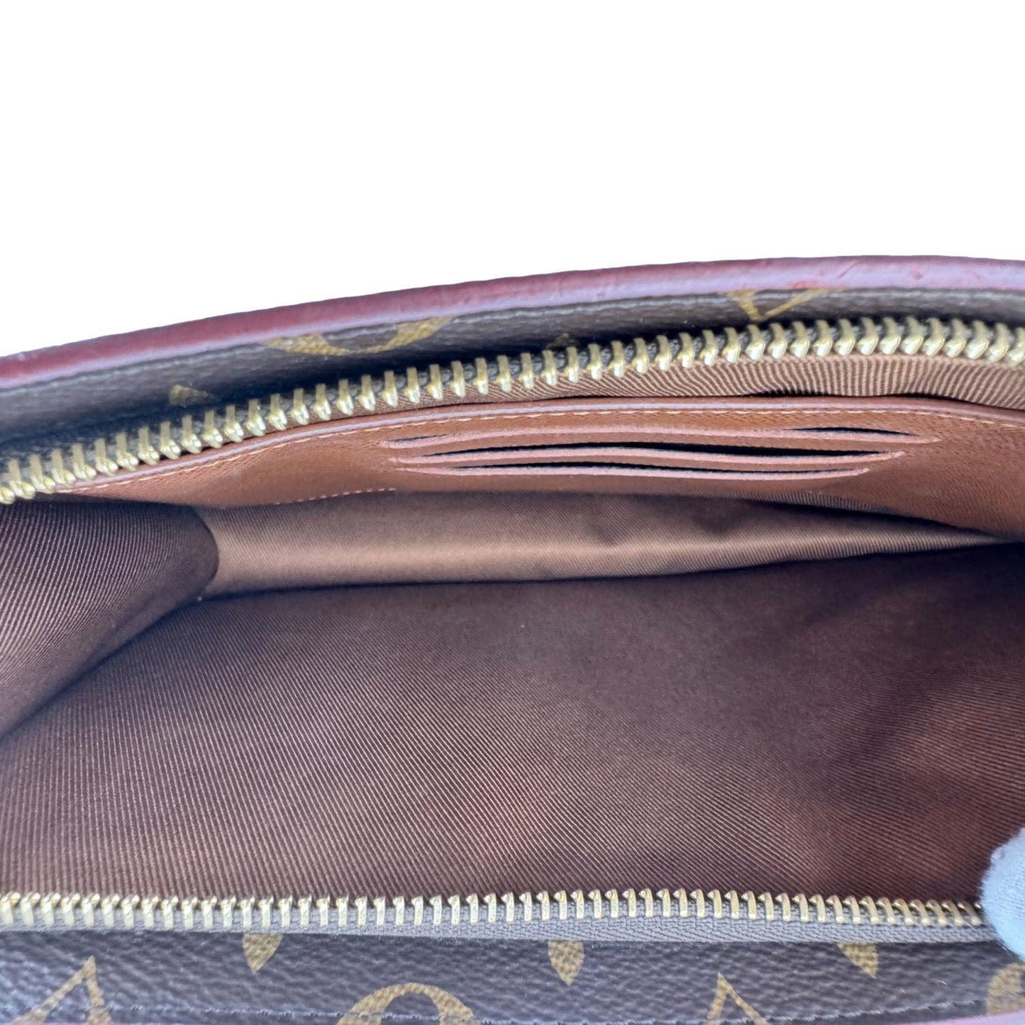 LOUIS VUITTON Legacy Monogram Canvas Chain Clutch Brown
