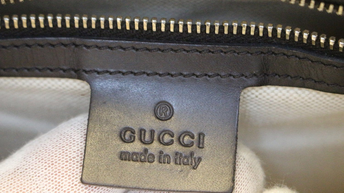 GUCCI Web Original GG Monogram Canvas Boston Beige Bag