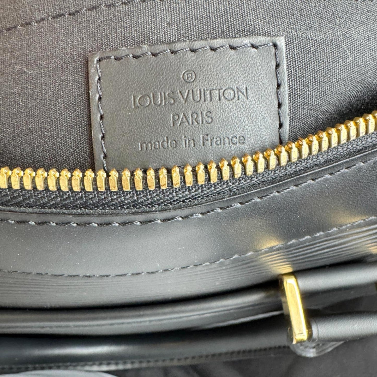 LOUIS VUITTON Dhanura Epi Leather Satchel Bag Black