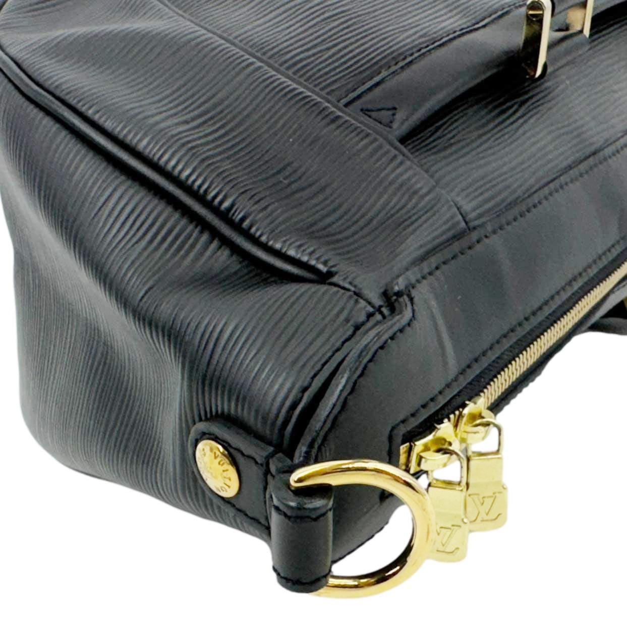 LOUIS VUITTON Dhanura Epi Leather Satchel Bag Black