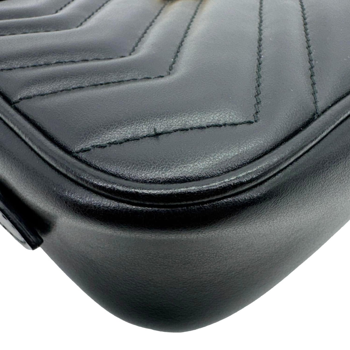 GUCCI GG Marmont Small Calfskin Leather Shoulder Bag Black 448065