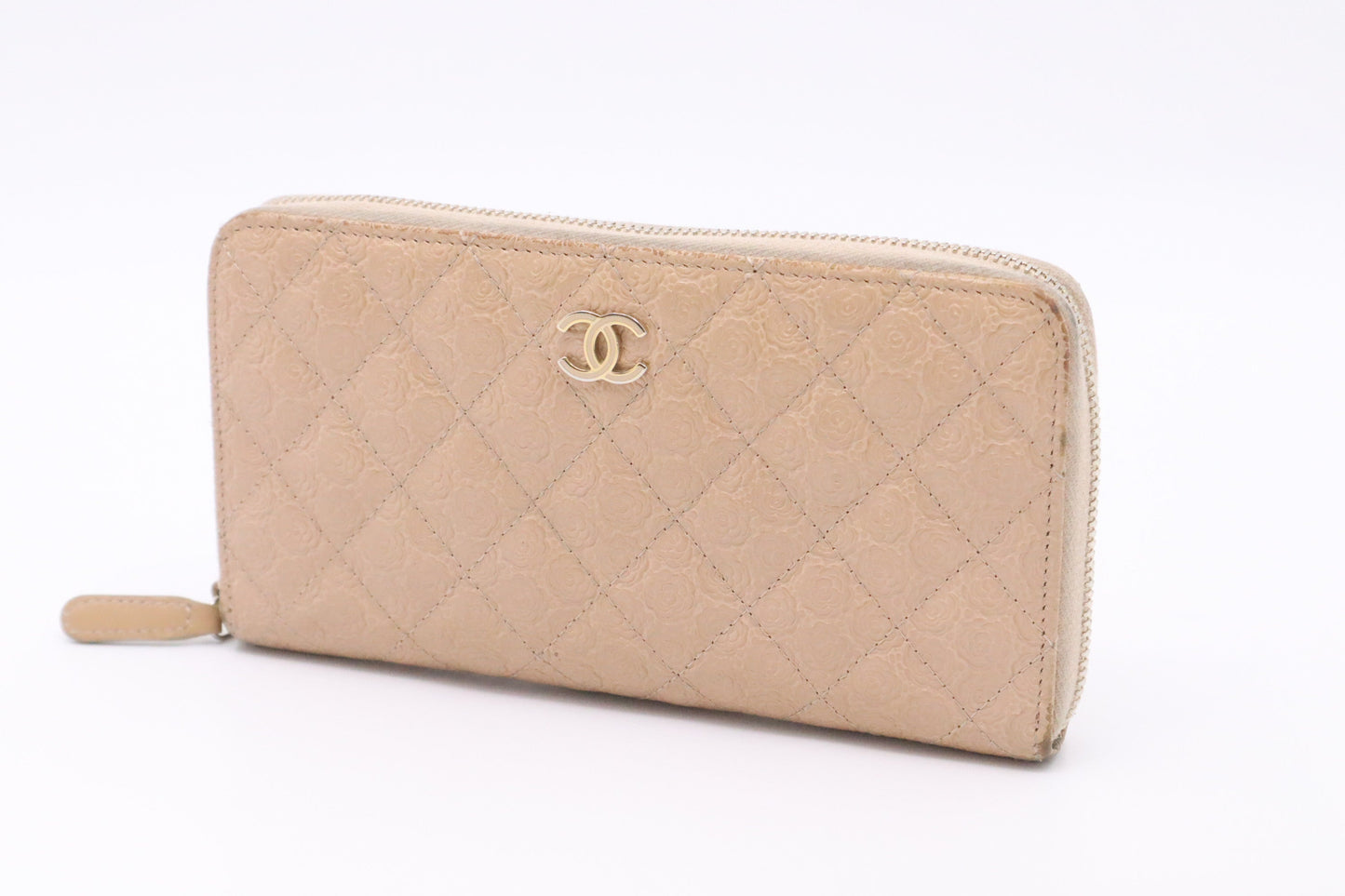 Chanel Long Zippy Wallet in Beige Camelia MatelassÃ© Leather