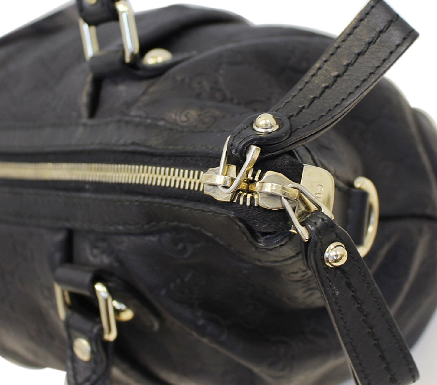 GUCCI Sukey Guccissima Top Handle Black Satchel Bag