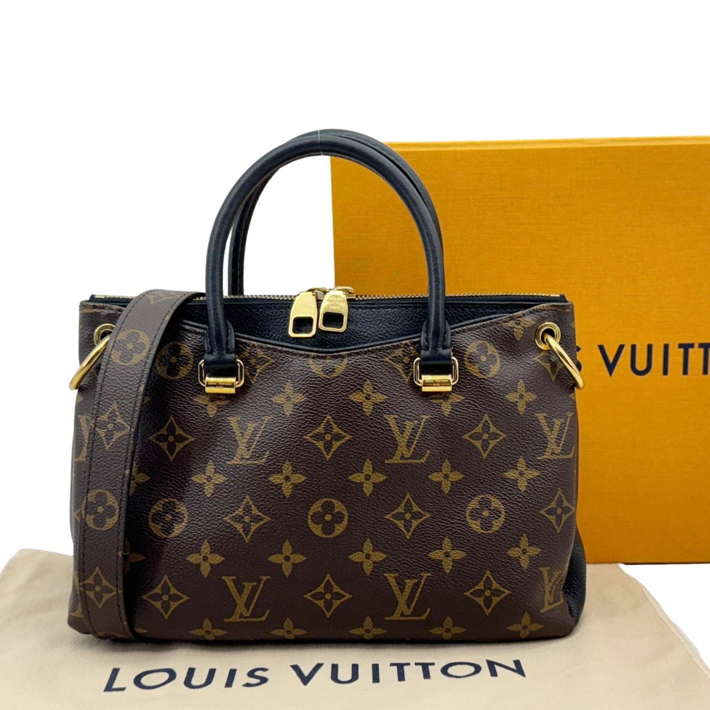 LOUIS VUITTON Pallas BB Monogram Canvas Shoulder Bag Black