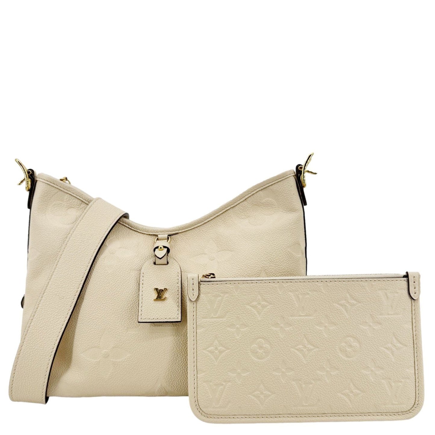LOUIS VUITTON Carryall PM Monogram Empreinte Leather Shoulder Bag Off White