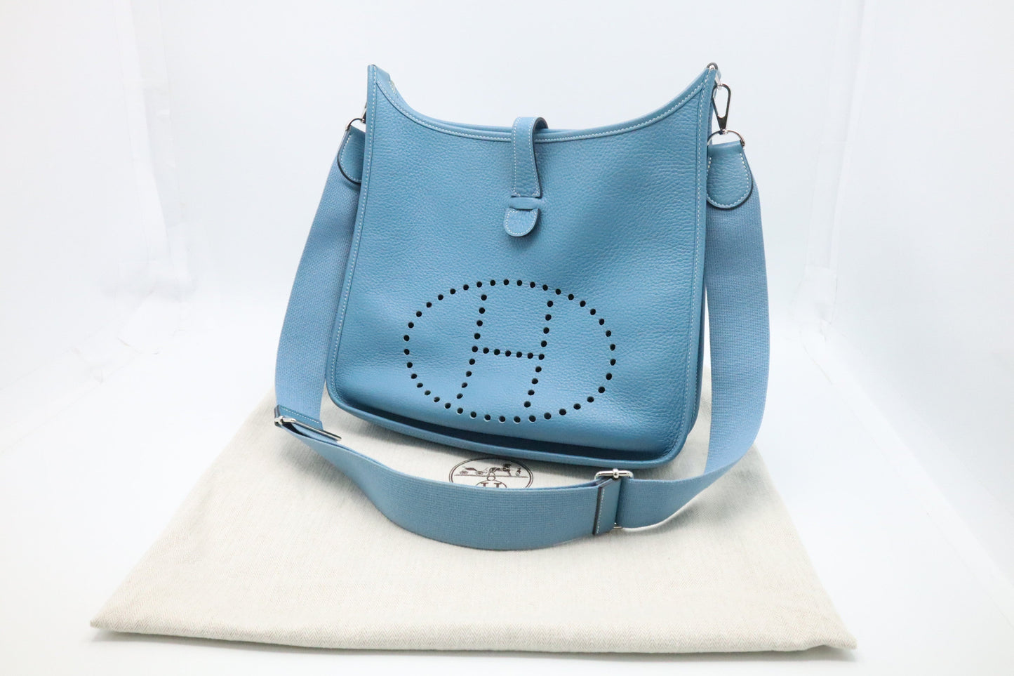 Hermes Evelyne III 33 in Blue Leather