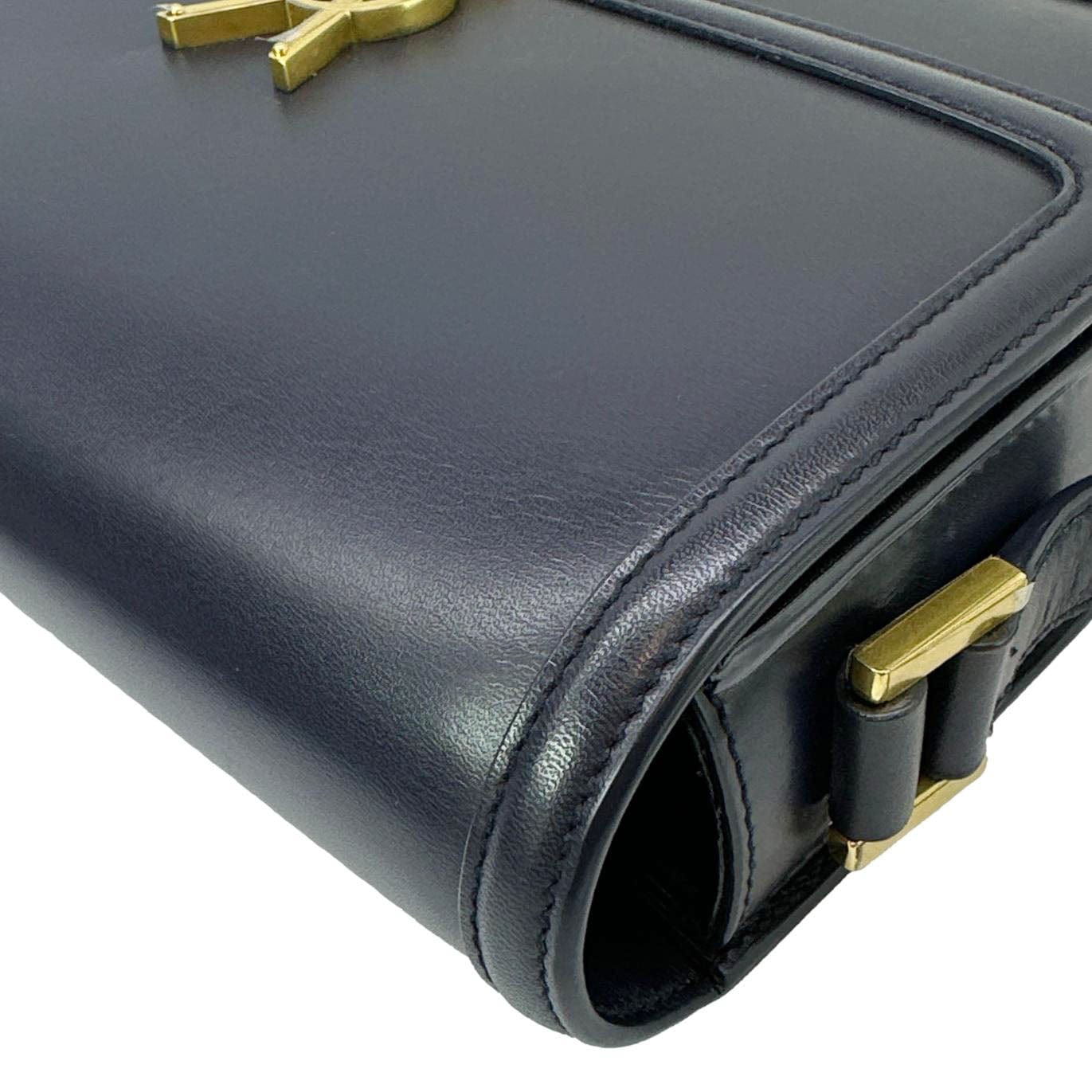 YVES SAINT LAURENT Solferino Medium Leather Shoulder Bag Navy Blue
